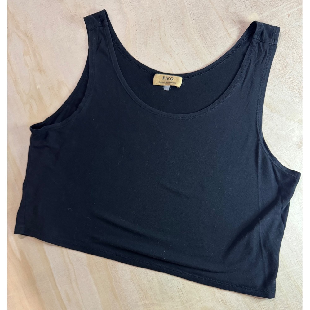Piko Green Bamboo Crop Top Medium Boho Balletcore Stretch‎ Soft indie sleaze